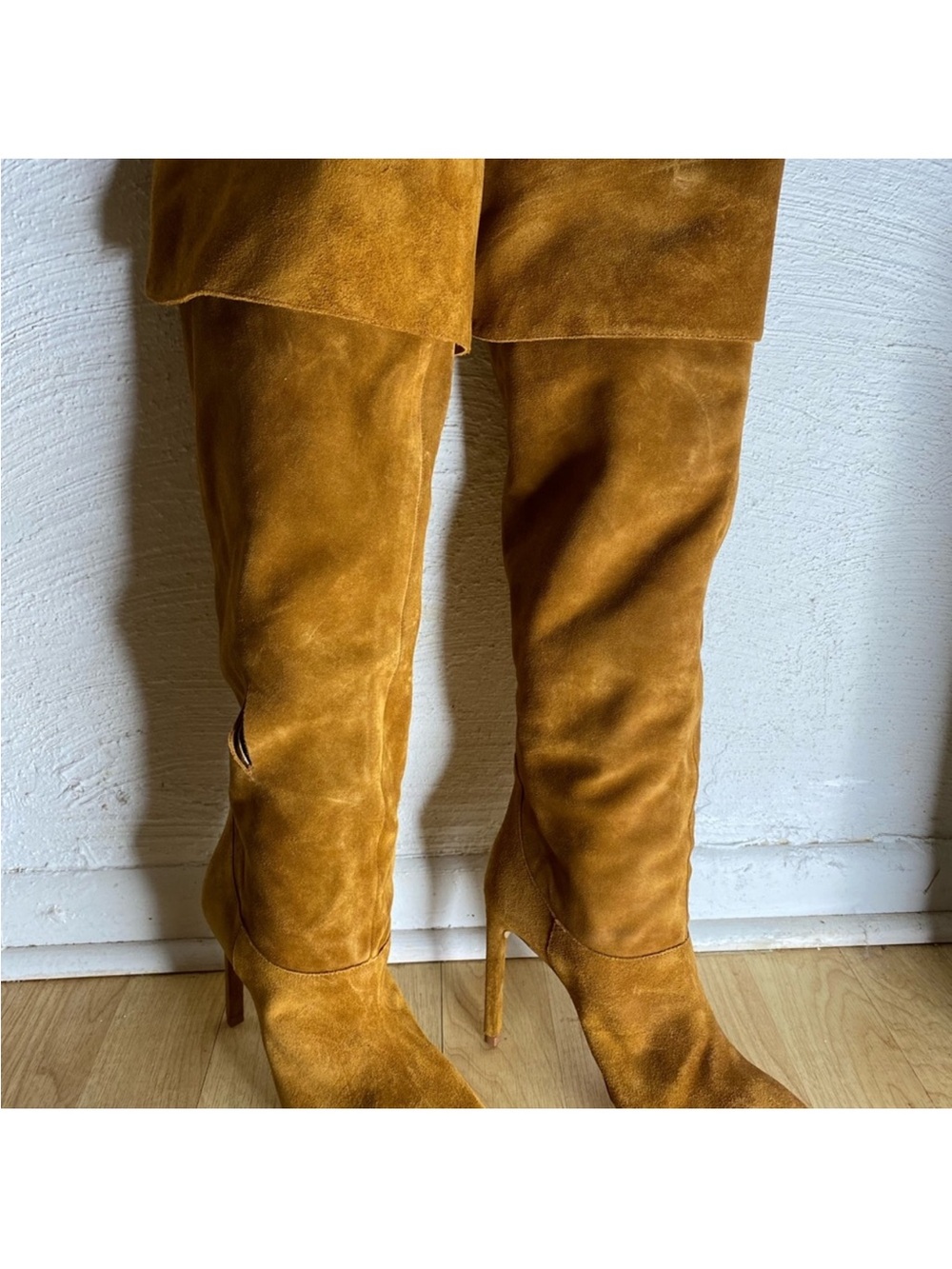 House of Harlow 1960 Suede Over-the-Knee Boots in Mustard - Picture 3 of 6